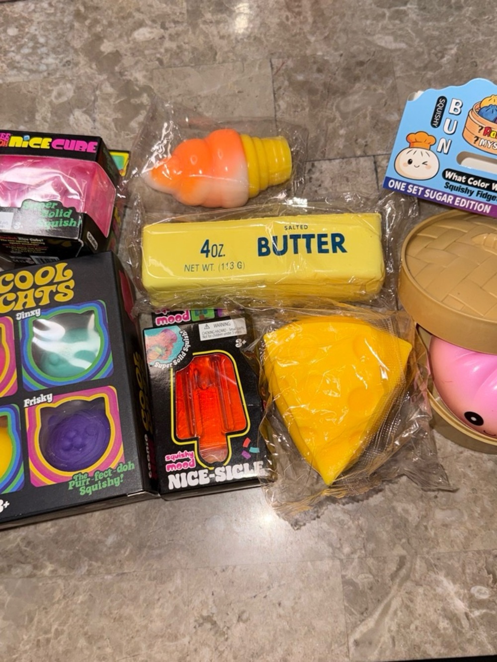Kids Squeeze Toy Set - Yellow Butter & Cheese Squishies